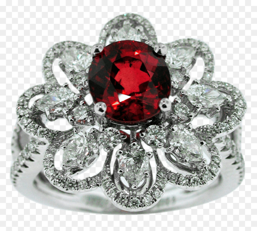 Ruby And Diamond Ring - Engagement Ring, HD Png Download - ruby gem png