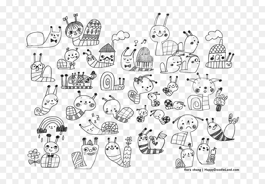 Florachang Happydoodleland Snailcharacterstudy1 - Transparent Background Kids Doodle Png, Png Download - png doodles