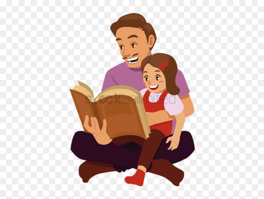 Daddy Reading Book Clipart Clip Art Royalty Free Download - Father And Daughter Clipart, HD Png Download - big daddy png