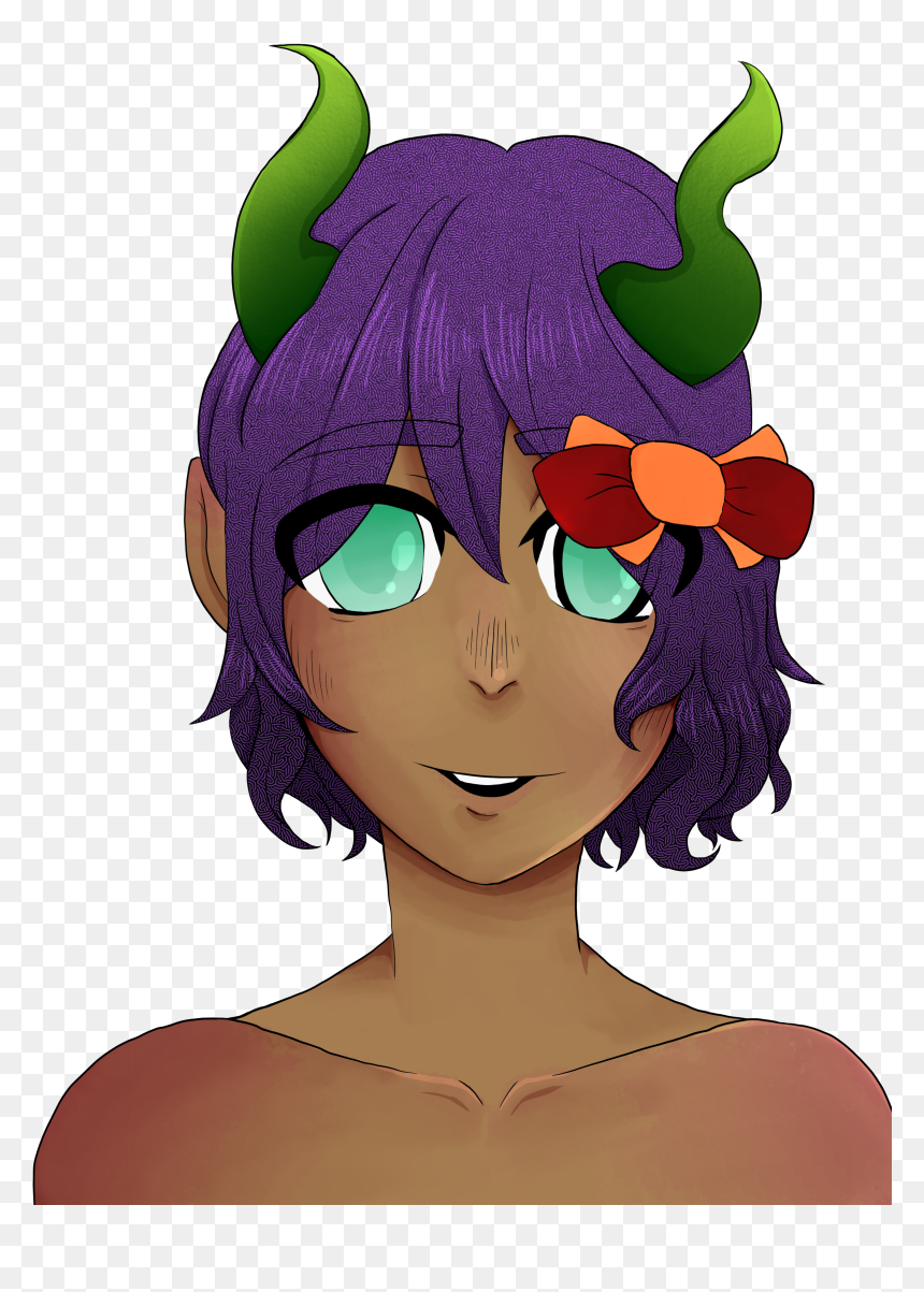 Demon Girl Head Bust - Cartoon, HD Png Download - weeb png