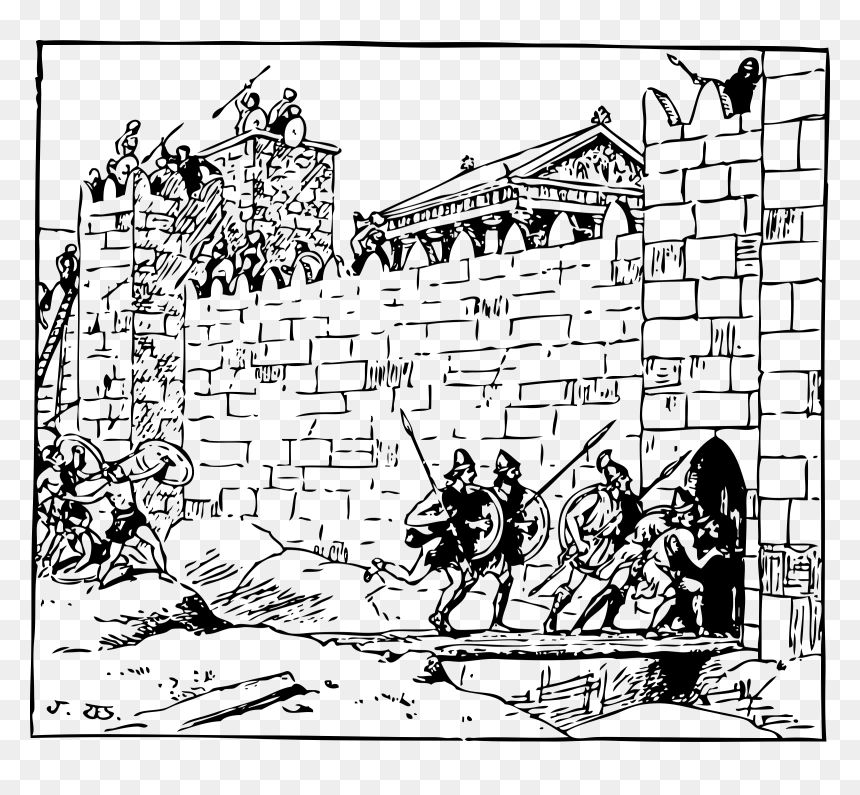 Assault On A Town Clip Arts - Drawing Castle And People, HD Png Download - town icon png