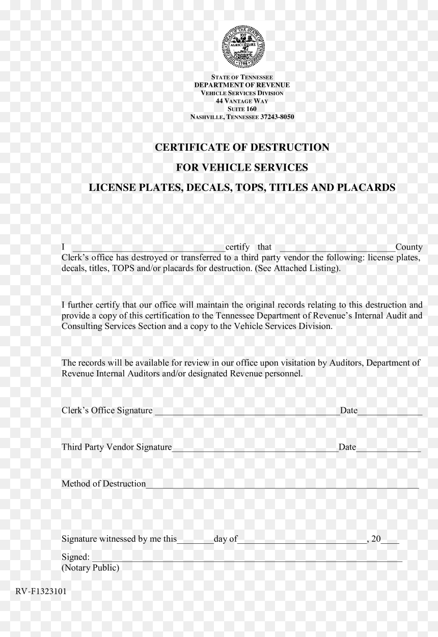 Vehicle Certificate Of Destruction Main Image, HD Png Download - blank license plate png
