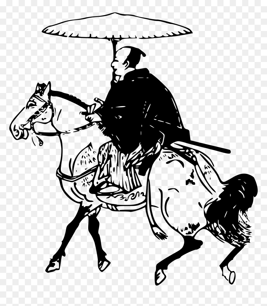 Samurai On A Horse Clip Arts - Holding Umbrella On Horse, HD Png Download - chichi png