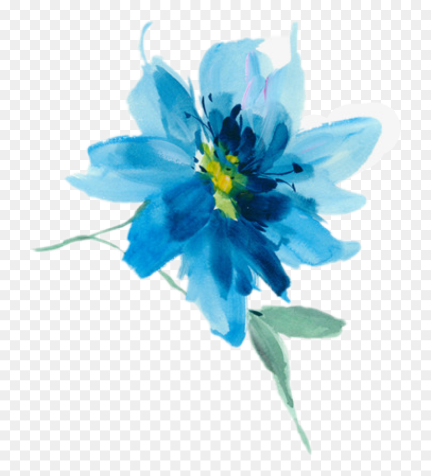 Watercolor Blueflower Sticker By Janet Murphy - Flores Azules Png, Transparent Png - flores azules png