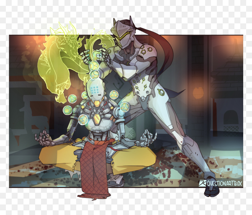 “what A Mischievous Student Of Mine ” Genji Certainly - Zenyatta Genji Overwatch Meditation, HD Png Download - genji overwatch png