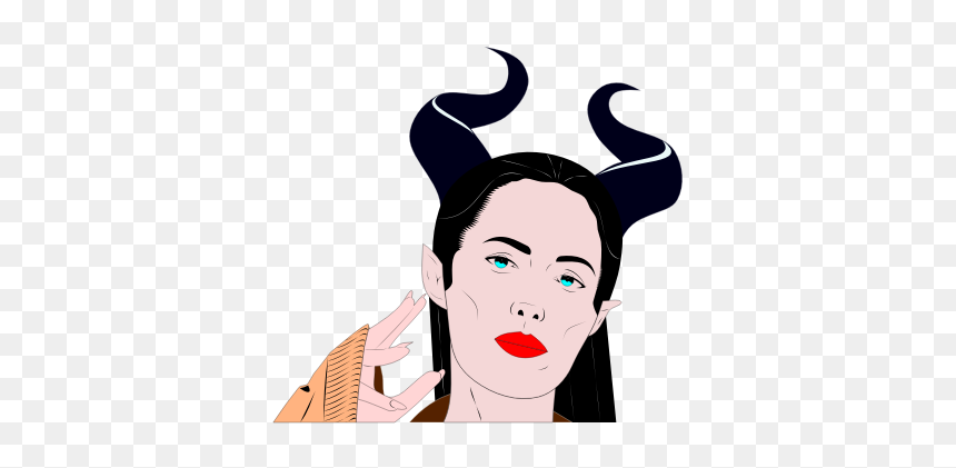 Vector Graphics Of Woman With Sharp Horns Hairstyle - Maleficent Horns Digital Png, Transparent Png - maleficent silhouette png