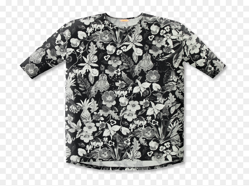 Vimma Tunic Box Selma Mystical Flowers Black White - Blouse, HD Png Download - mystical png