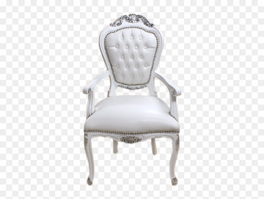 Luxury Armchair White&silver Frame, White Leather - Chair, HD Png Download - white chair png