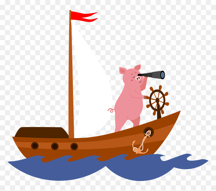 Pig And Ship Clipart - Canoe, HD Png Download - old boat png