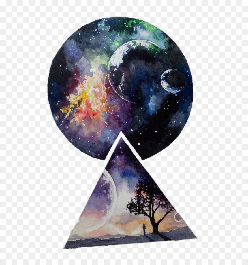 Planet And Galaxy Watercolor, HD Png Download - round star png