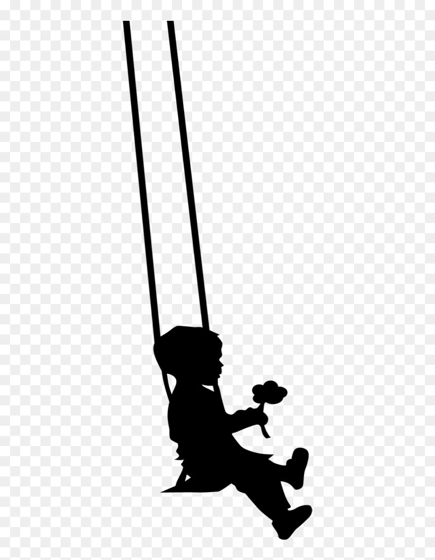 Boy On Swing Silhouette, HD Png Download - kid silhouette png