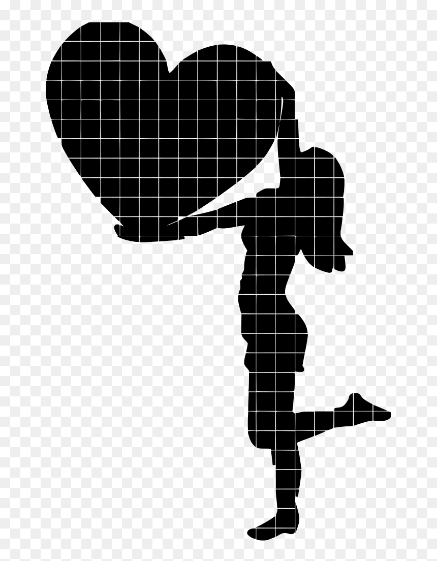 Silhouette Woman And Heart, HD Png Download - geometric heart png