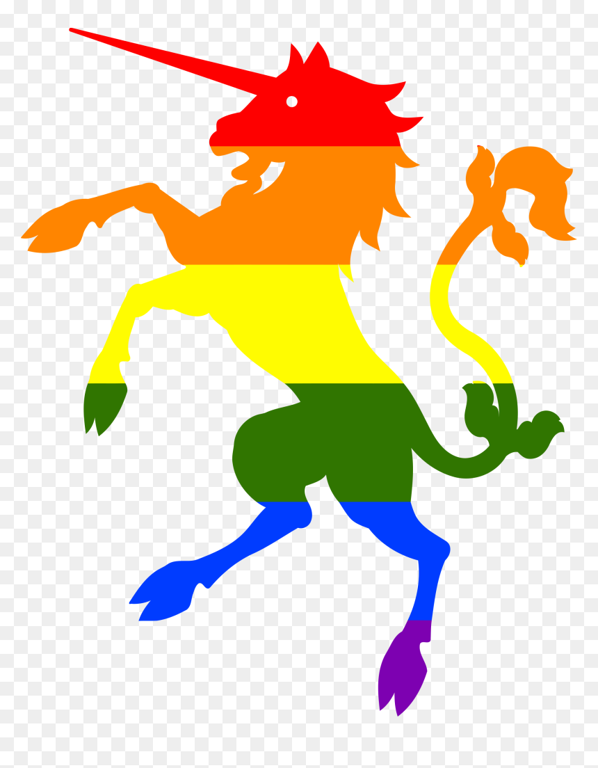 Rainbow Flag With Unicorn, HD Png Download - unicorn vector png