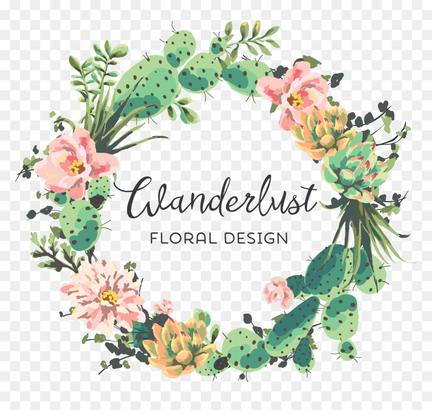 Floral Cactus Wreath Business Logo, HD Png Download - rustic flower png