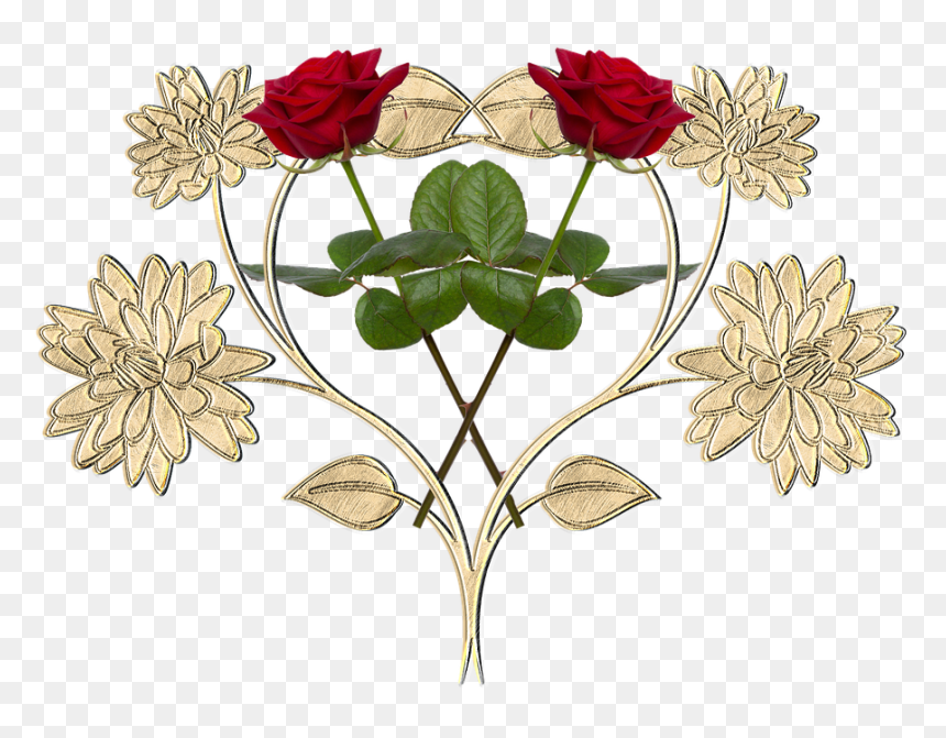 Rose, HD Png Download - gold flowers png