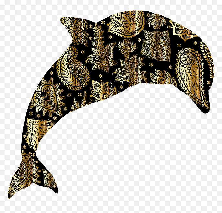 Dolphin, HD Png Download - gold flowers png