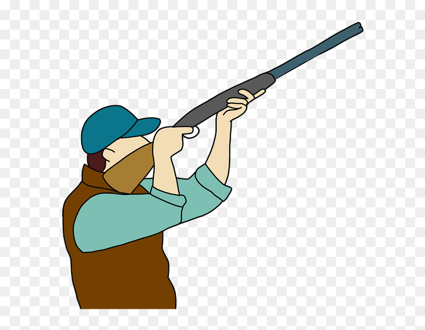 Hunter And Animals Cartoon, HD Png Download - pointing gun png