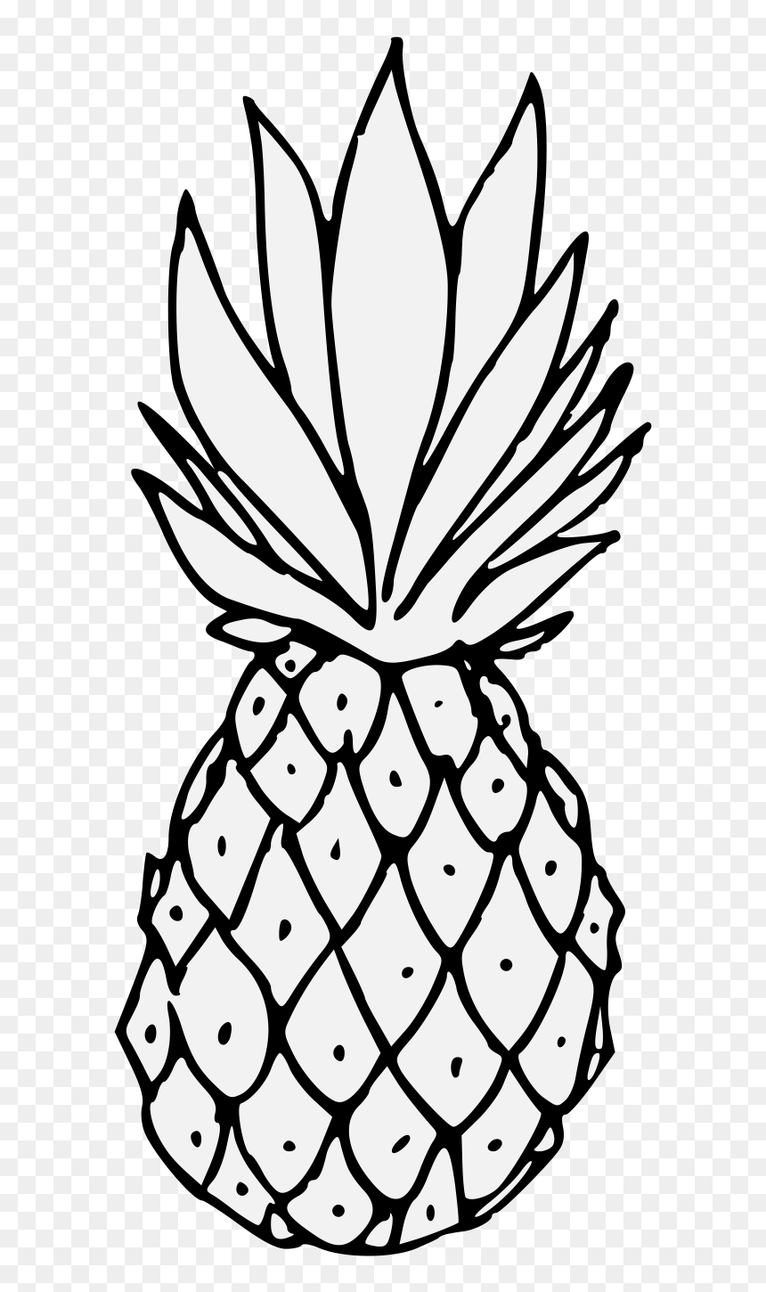 Pineapple Heraldic Fruit, HD Png Download - black and white pineapple png