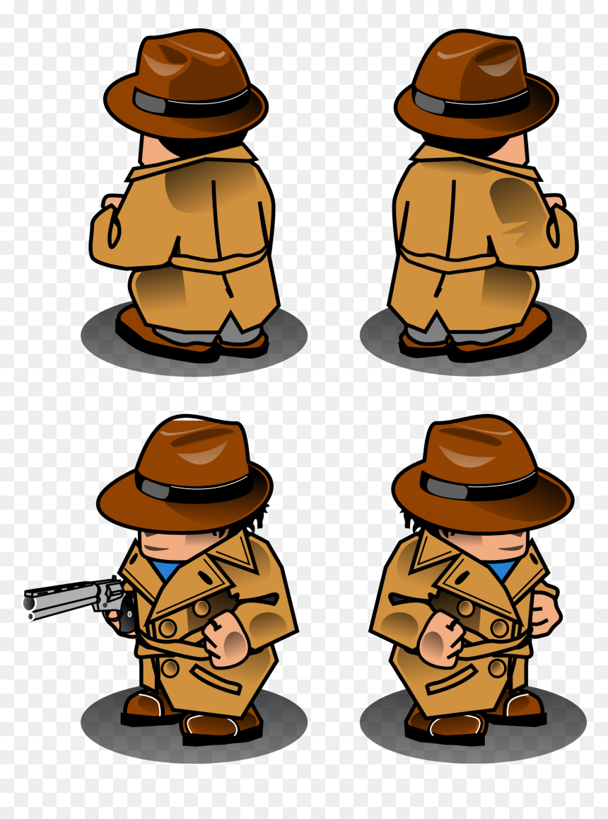Detective Sprite, HD Png Download - pointing gun png