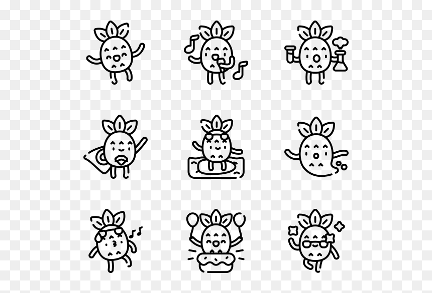 Iconos De Los Mayas, HD Png Download - black and white pineapple png