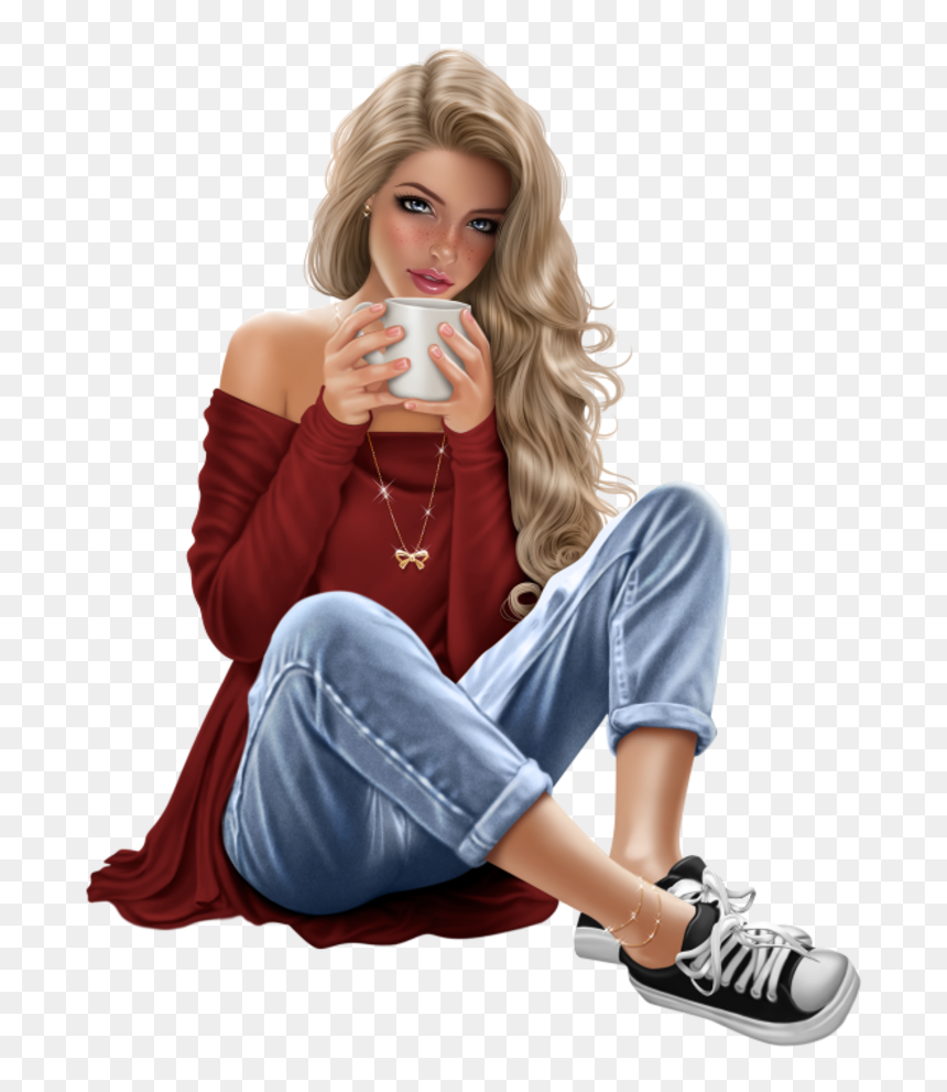 Beautiful Girl Sitting Png, Transparent Png - tubes femmes png