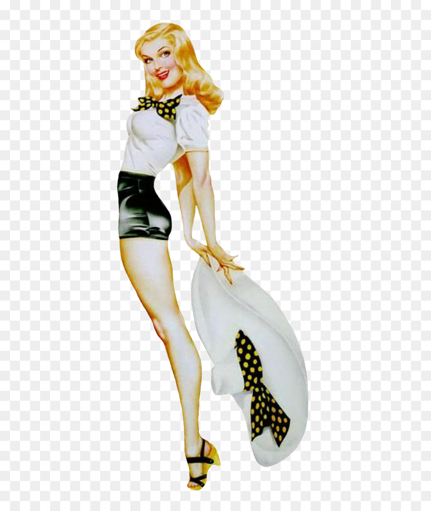 Classic Pin Up Drawing, HD Png Download - vintage girl png