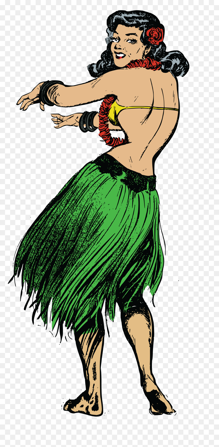 Hula Girl Transparent Background, HD Png Download - vintage girl png