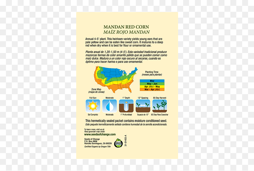Back Of Peas Seed Packet, HD Png Download - corn plant png