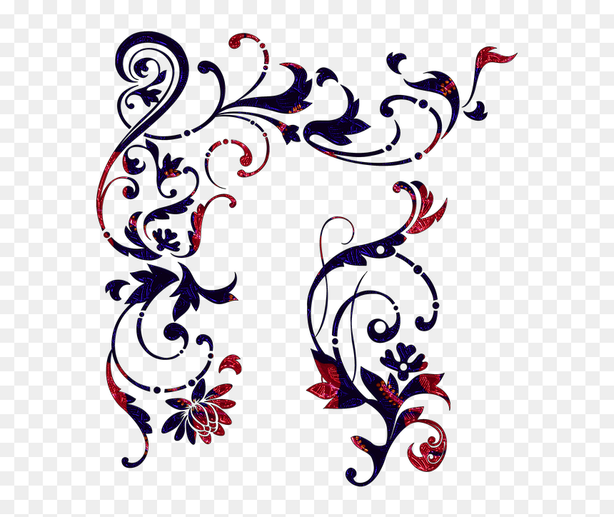 Scrolled Border Png Transparent, Png Download - red swirls png