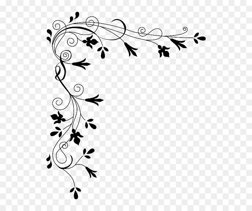 Transparent Black And White Flower Border, HD Png Download - vectores png negro