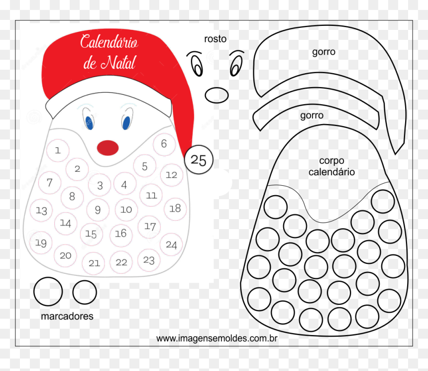 Calendario De Natal Artesanato, HD Png Download - gorro de natal png