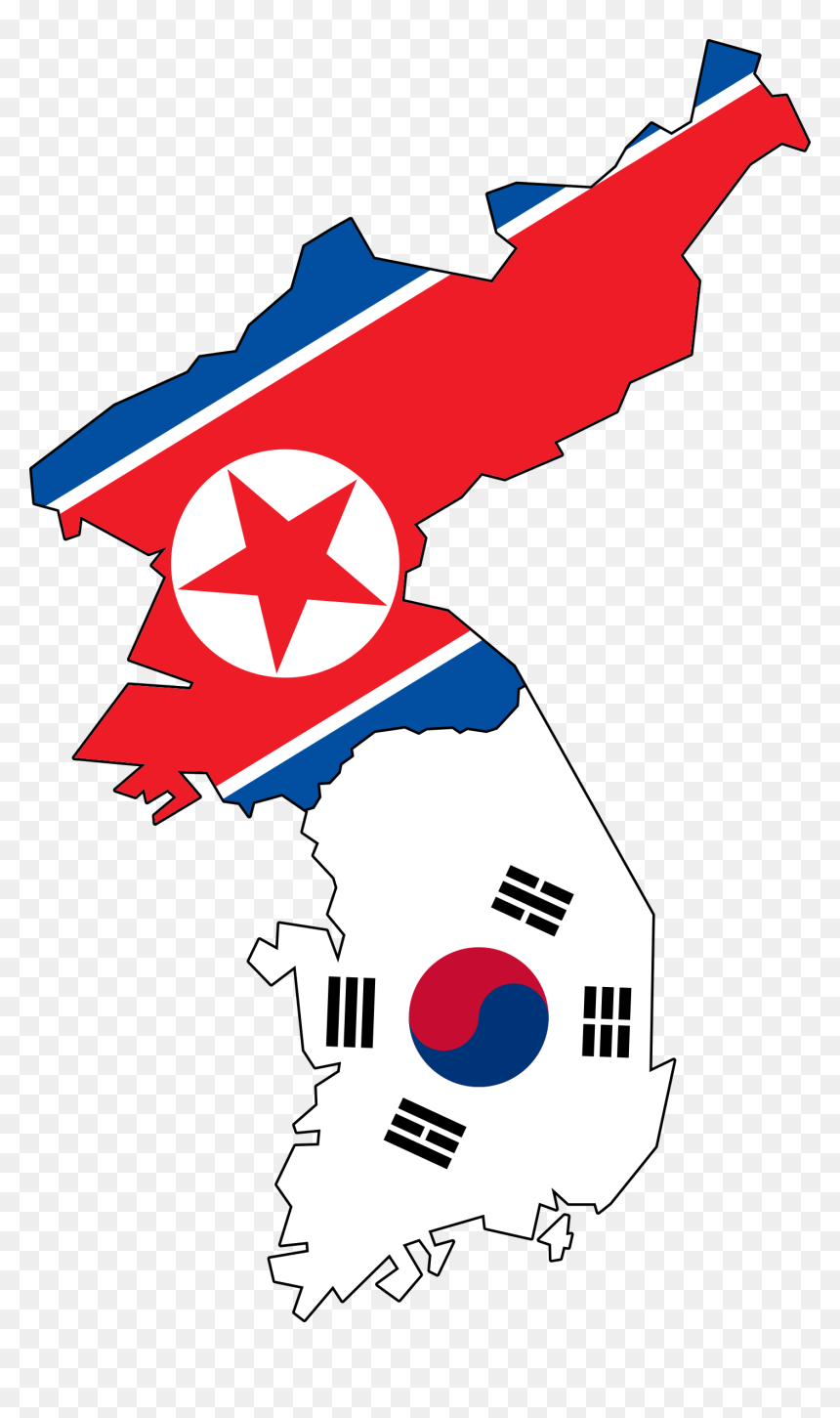 North Korea Flag And South Korea Flag, HD Png Download - map clipart png
