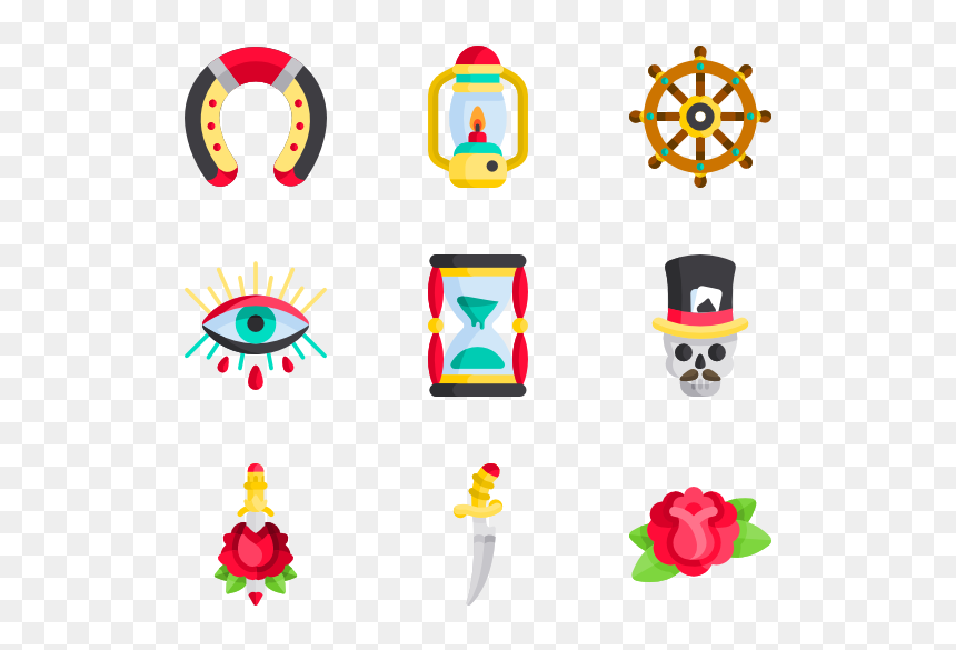 Old School Tattoo Flat, HD Png Download - old school png