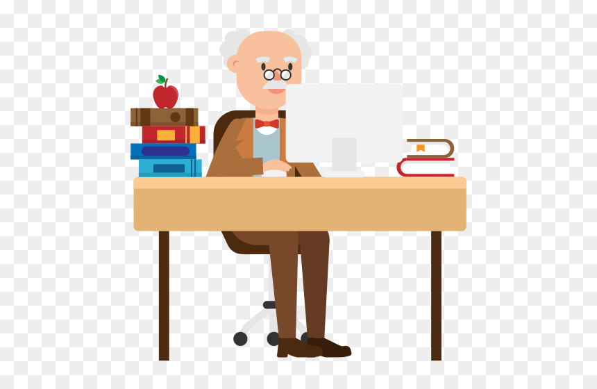 Professor Working, HD Png Download - cartoon table png