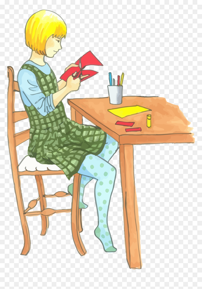 Girl Doing Art Clipart, HD Png Download - cartoon table png