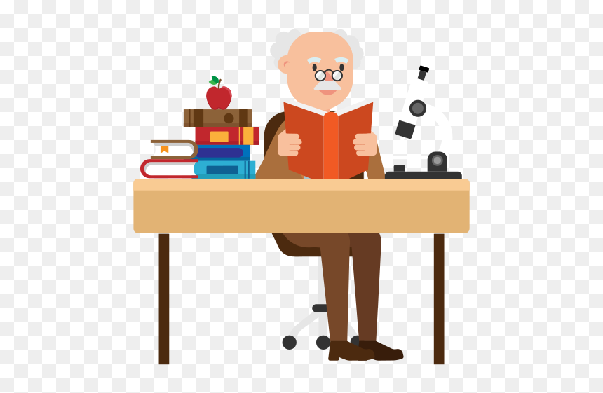 Professor On Desk Cartoon, HD Png Download - cartoon table png
