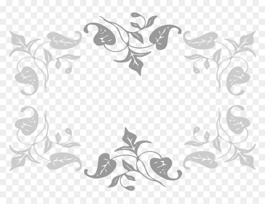 Border Vine Leaves Frame Rectangular Gray Design - Leaves Clip Art, HD Png Download - black vine png