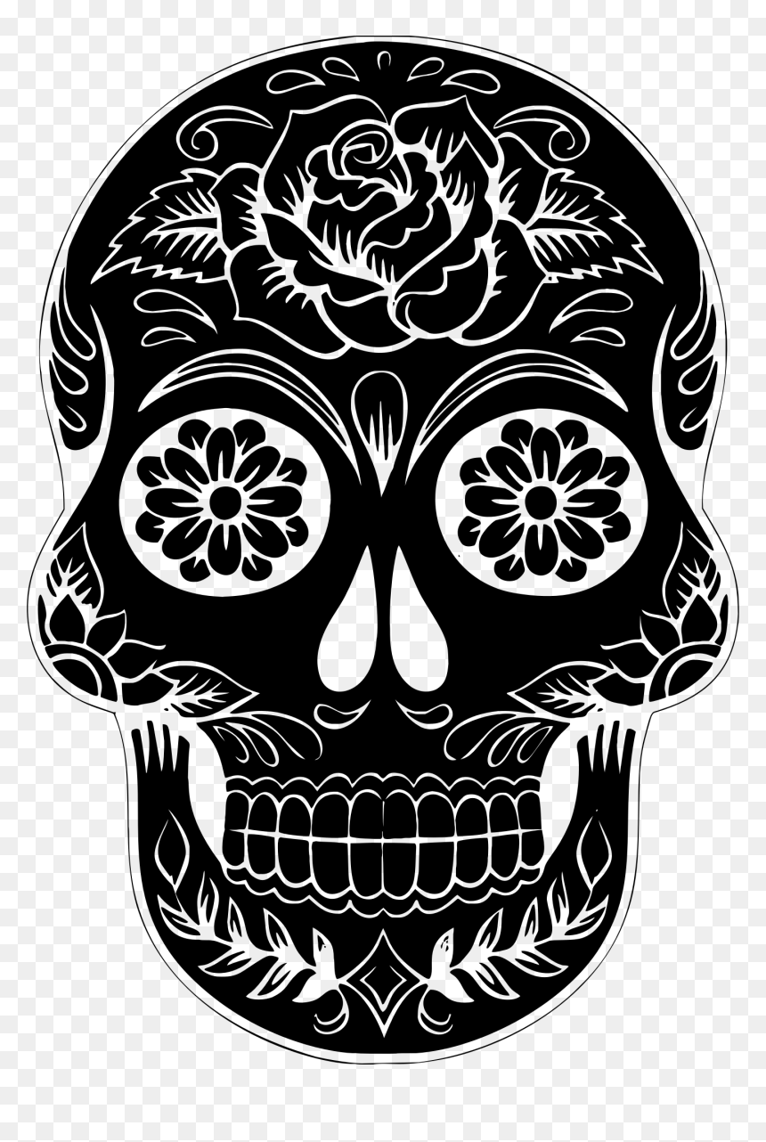 Black And White Sugar Skull, HD Png Download - skull pile png