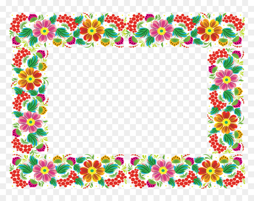 Flowers Border Design And Frame, HD Png Download - flores png