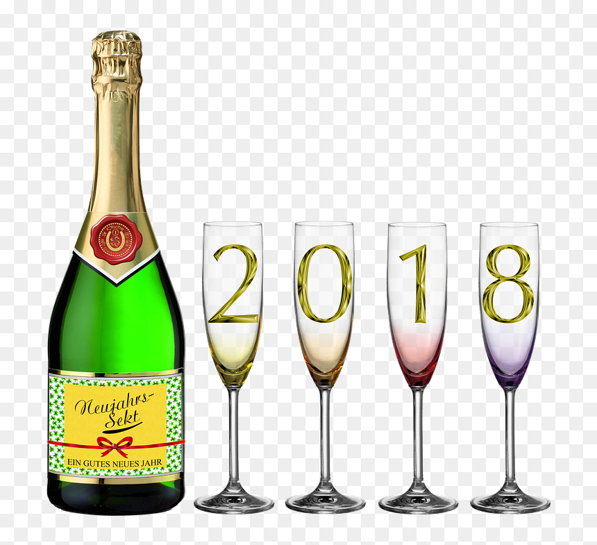 Png Happy New Year 2018, Transparent Png - champagne png