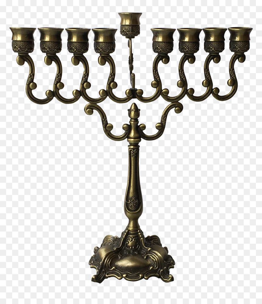 Silver Hanukkah Menorah, HD Png Download - candle png