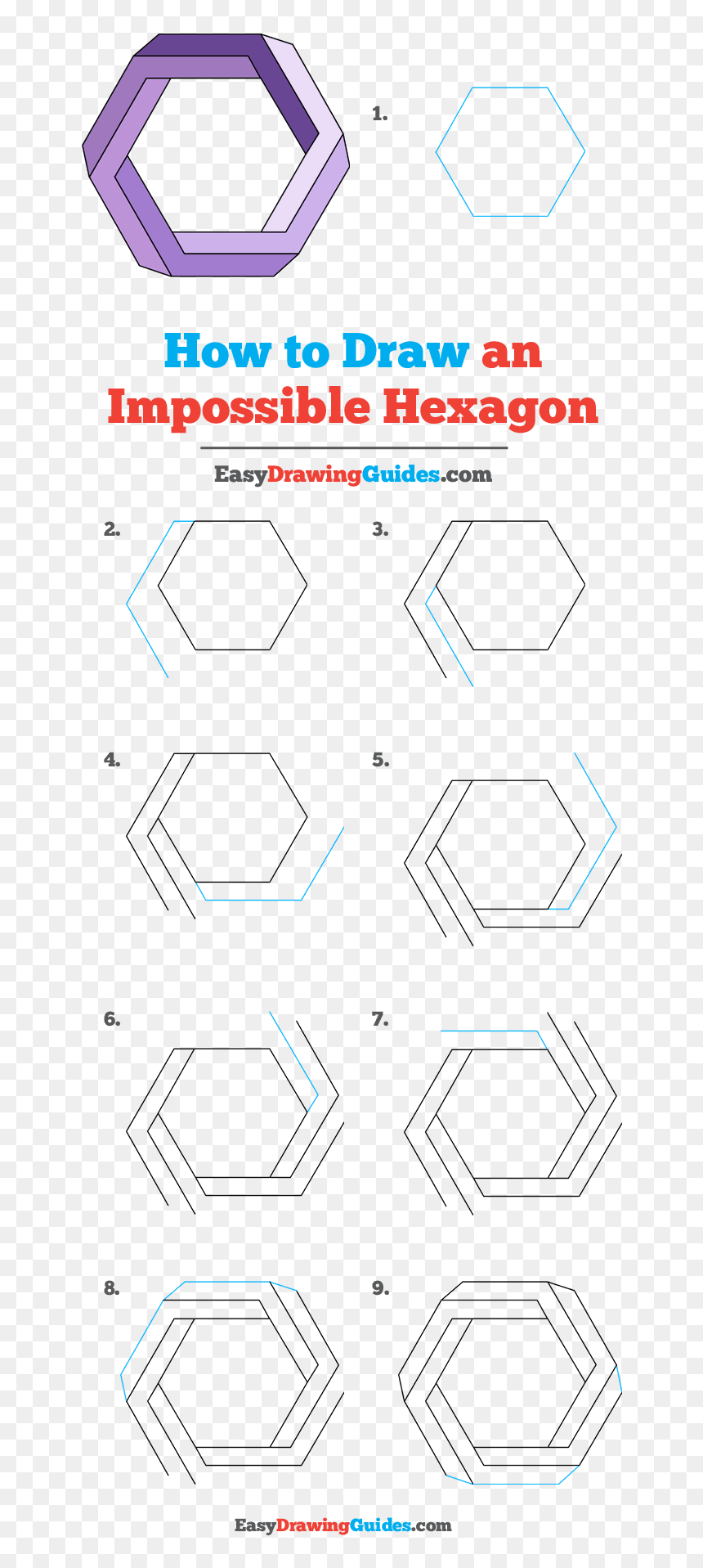 Draw Impossible Hexagon Step By Step, HD Png Download - hexagon png