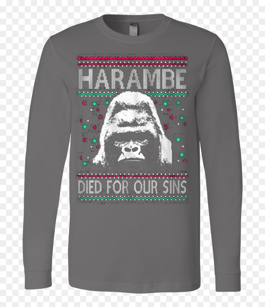 Long-sleeved T-shirt, HD Png Download - harambe png