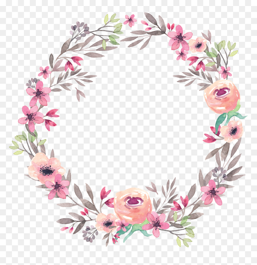 Watercolor Floral Wreath, HD Png Download - wreath png