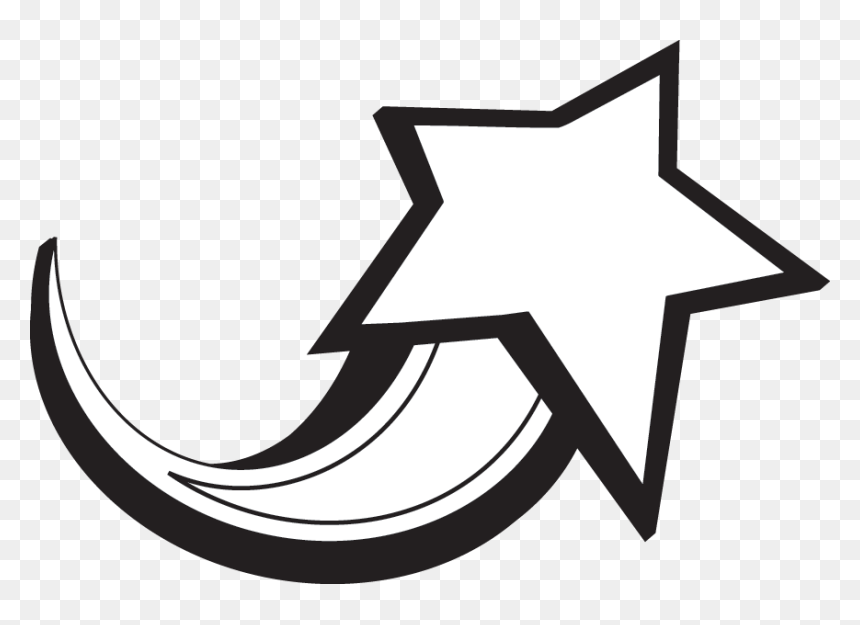 Shooting Star Clipart Black And White, HD Png Download - white star png