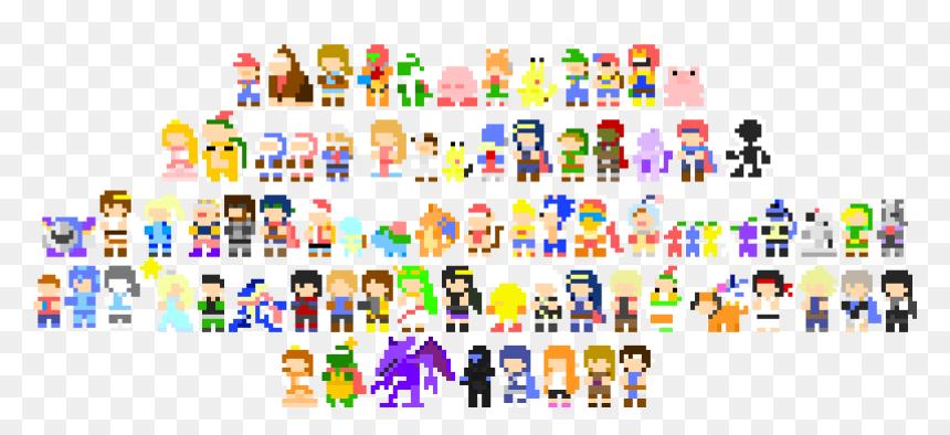 Pixelated Smash Bros Characters, HD Png Download - pixelated heart png