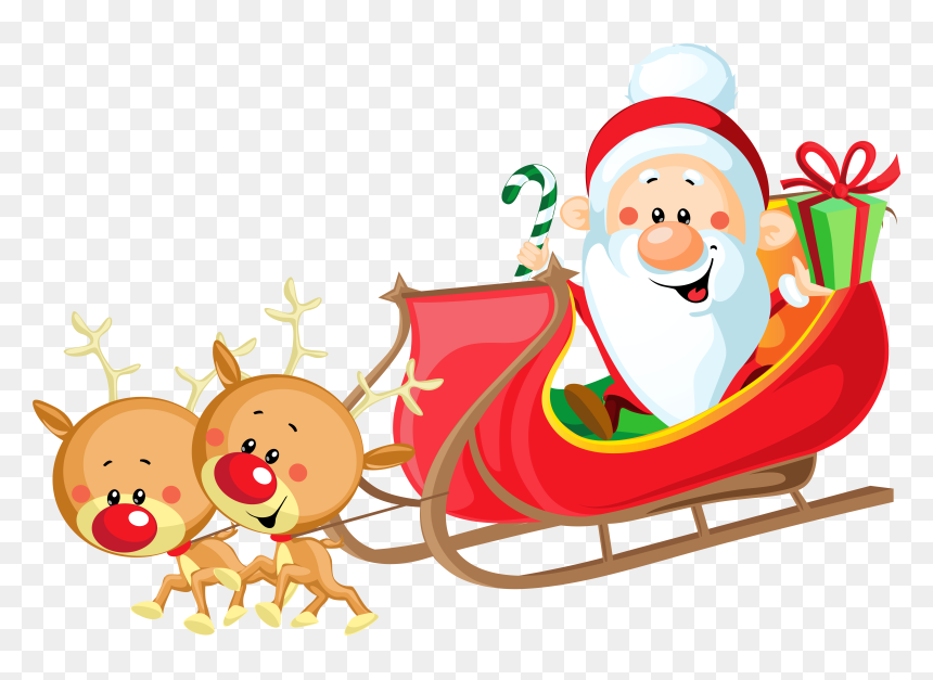 Santa In Sleigh Clipart, HD Png Download - cartoon snow png