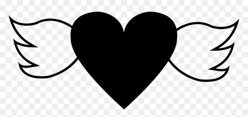 Black Heart With Wings Png, Transparent Png - heart with wings png