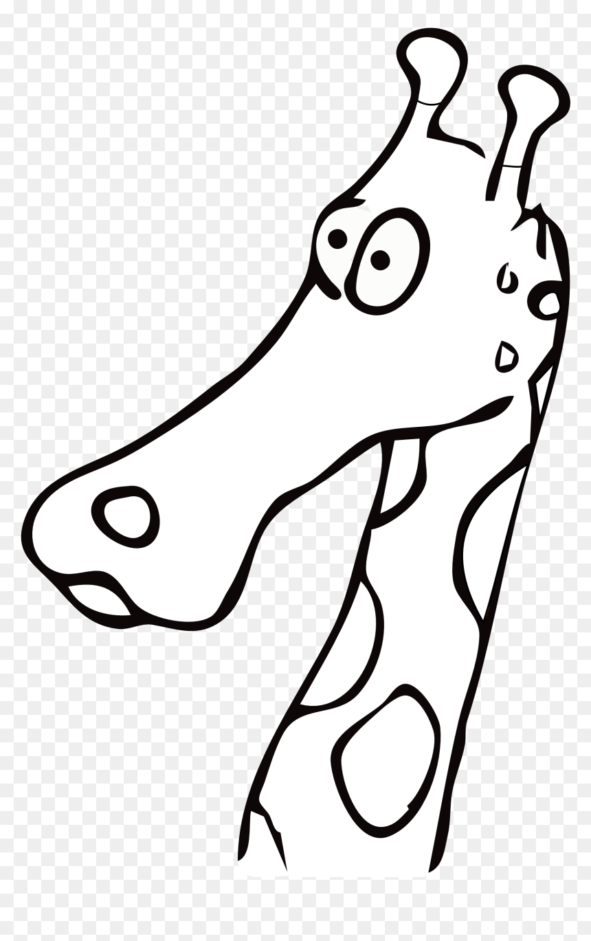 Giraffe Head Black And White Drawings, HD Png Download - mountain drawing png