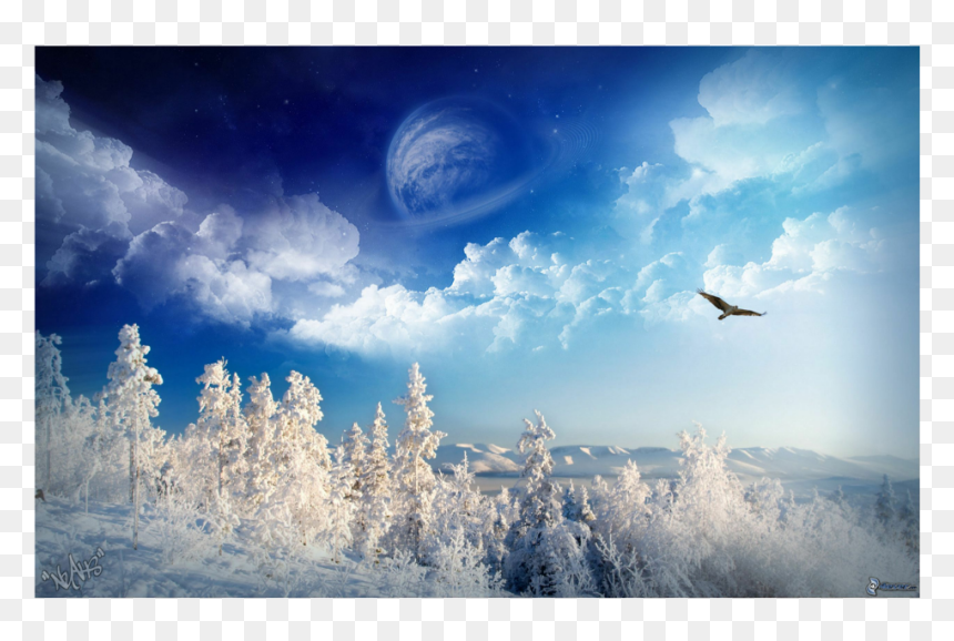 Winter Wonderland Moon, HD Png Download - winter background png
